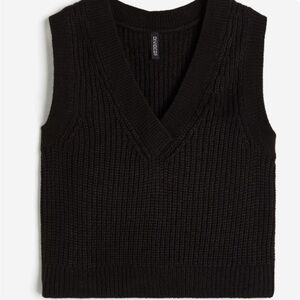 Divided Black Knit Vest Top